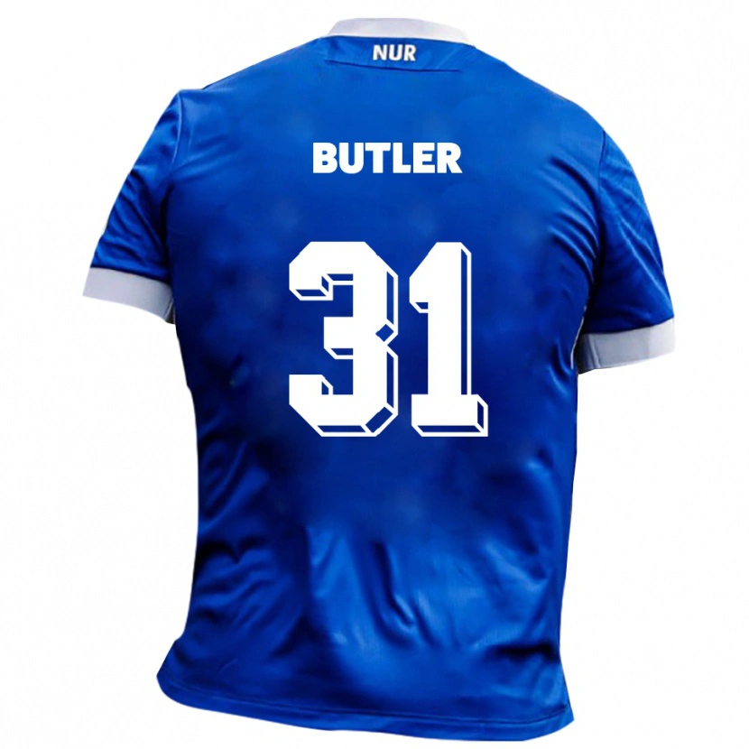 Danxen Bambino Maglia Justin Butler #31 Blu Bianco Kit Gara Away 2025/26 Maglietta