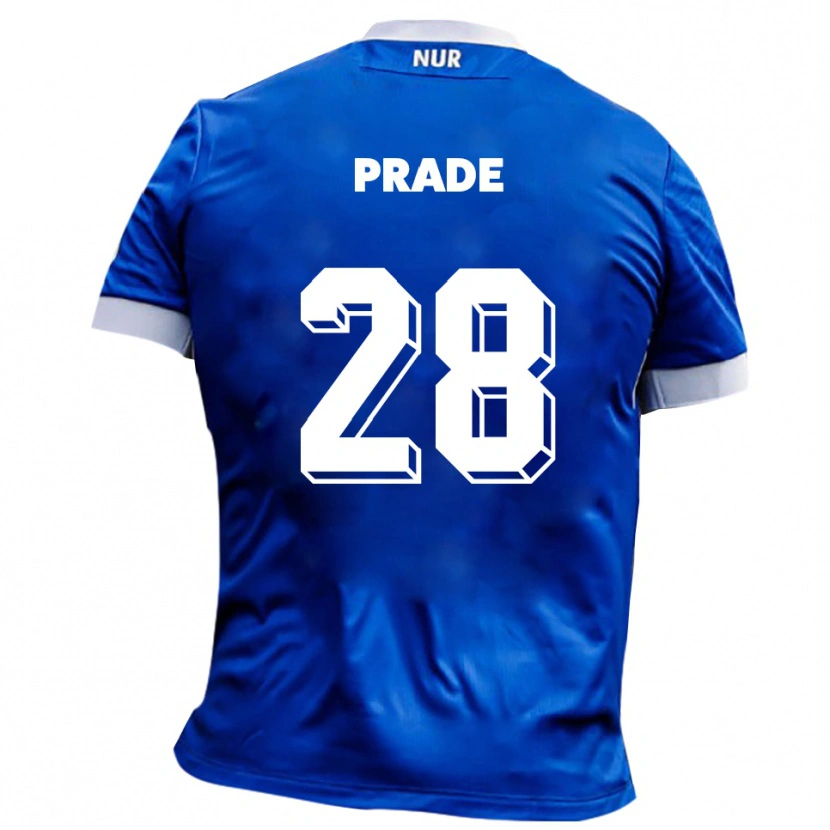 Danxen Bambino Maglia Adrian Prade #28 Blu Bianco Kit Gara Away 2025/26 Maglietta