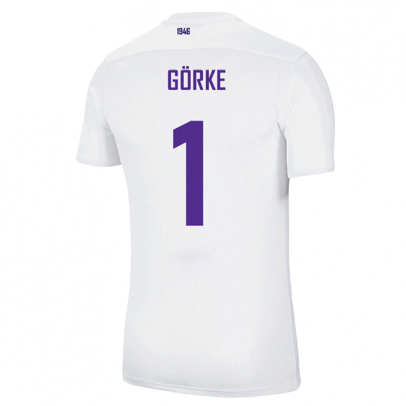 Danxen Bambino Maglia Arthur Görke #1 Bianco Verde Kit Gara Away 2025/26 Maglietta
