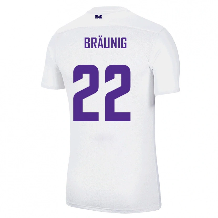 Danxen Bambino Maglia Liam Bräunig #22 Bianco Verde Kit Gara Away 2025/26 Maglietta
