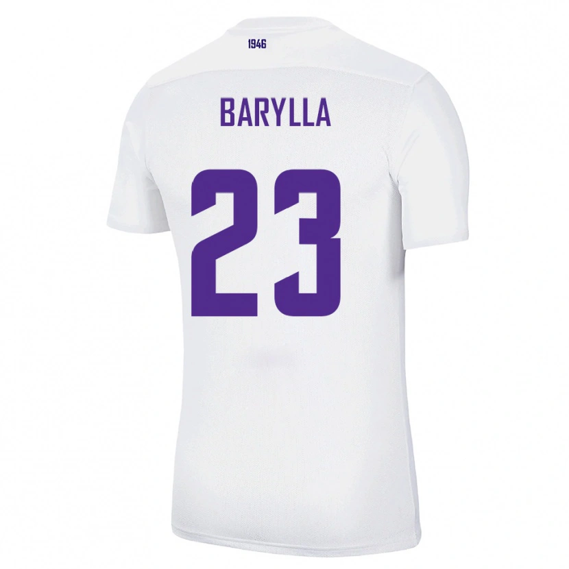 Danxen Bambino Maglia Anthony Barylla #23 Bianco Verde Kit Gara Away 2025/26 Maglietta