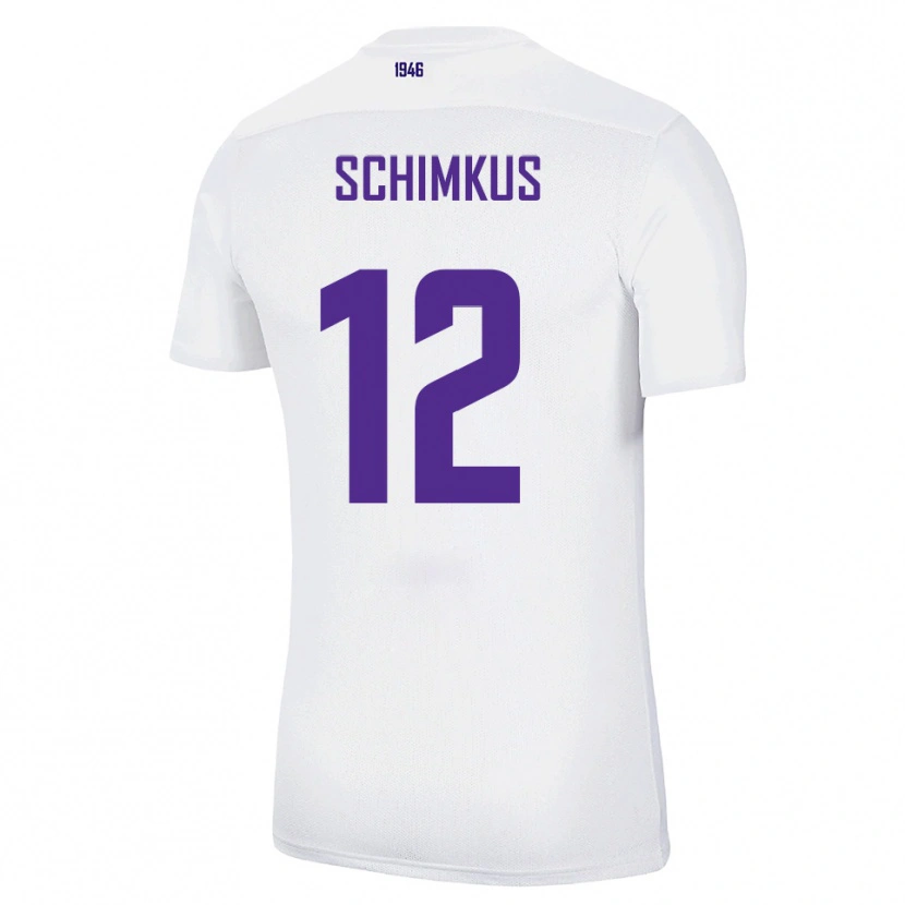 Danxen Bambino Maglia Lukas Schimkus #12 Bianco Verde Kit Gara Away 2025/26 Maglietta