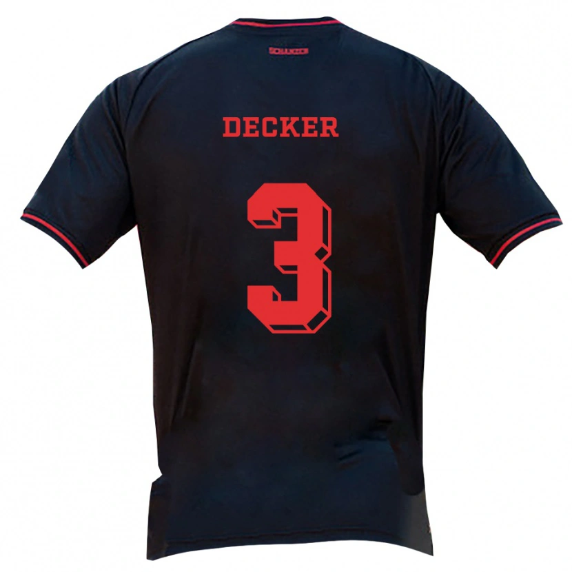 Danxen Bambino Maglia Elias Decker #3 Nero Rosso Bianco Kit Gara Away 2025/26 Maglietta