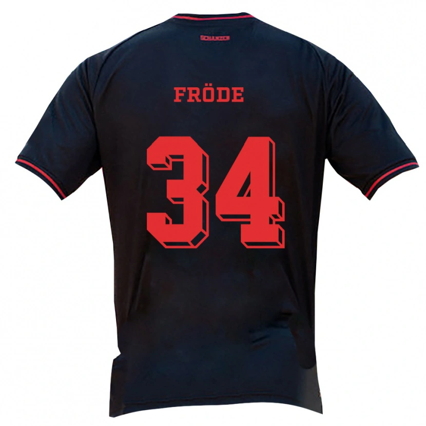 Danxen Bambino Maglia Lukas Fröde #34 Nero Rosso Bianco Kit Gara Away 2025/26 Maglietta