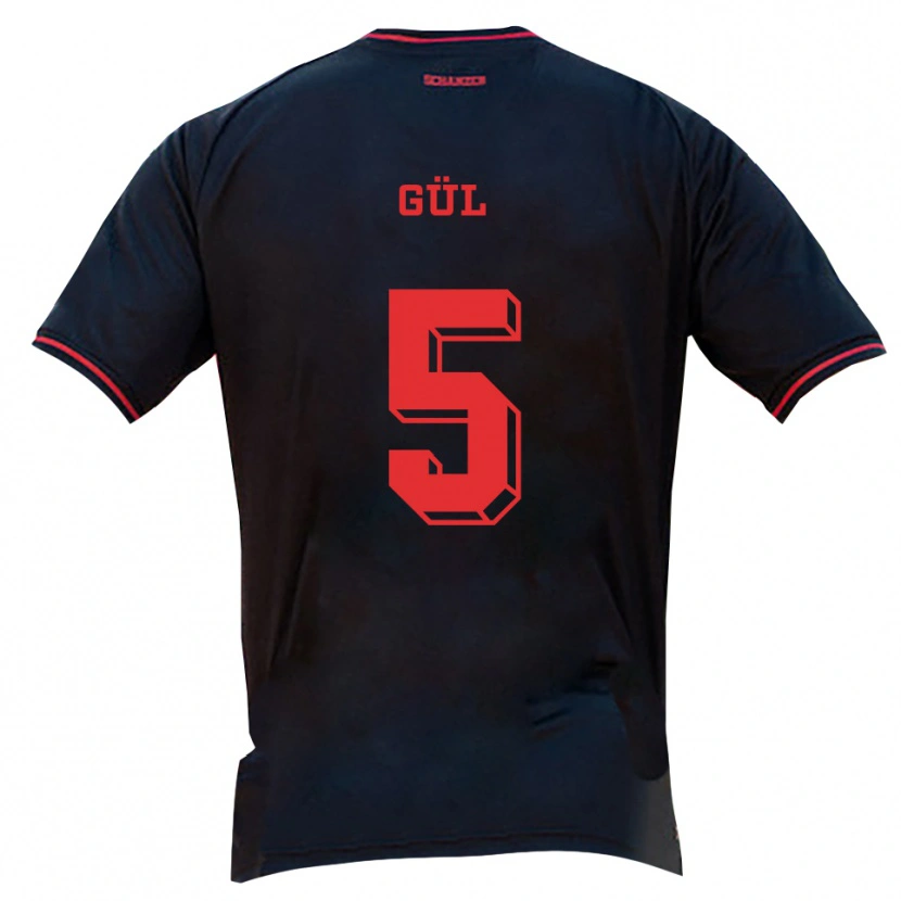 Danxen Bambino Maglia Emre Gül #5 Nero Rosso Bianco Kit Gara Away 2025/26 Maglietta