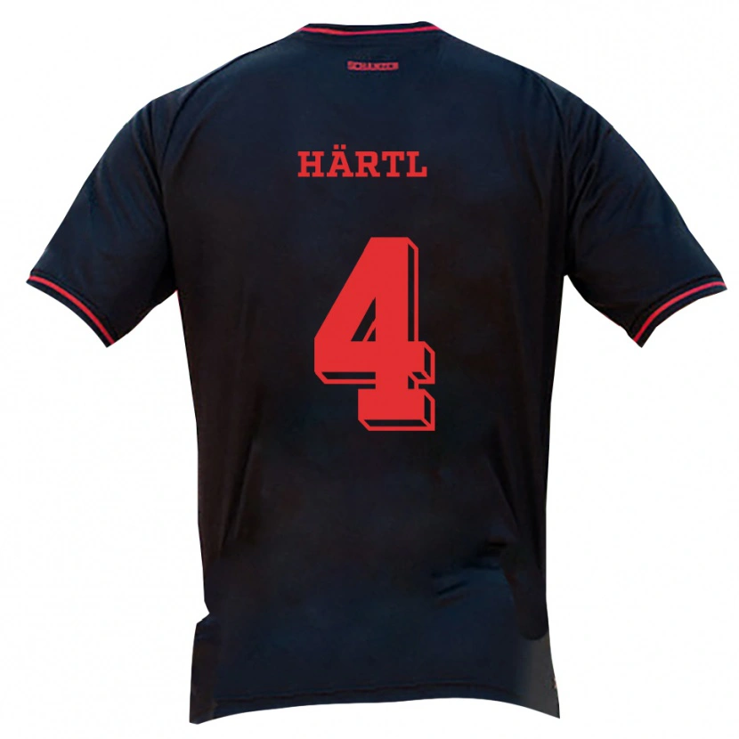 Danxen Bambino Maglia Anna-Lena Härtl #4 Nero Rosso Bianco Kit Gara Away 2025/26 Maglietta
