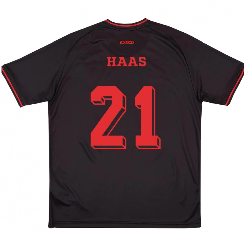 Danxen Bambino Maglia Leo Haas #21 Nero Rosso Bianco Kit Gara Away 2025/26 Maglietta