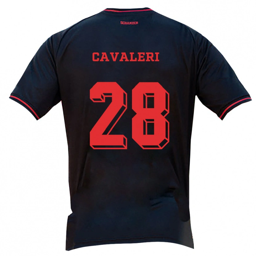 Danxen Bambino Maglia Salvatore Cavaleri #28 Nero Rosso Bianco Kit Gara Away 2025/26 Maglietta