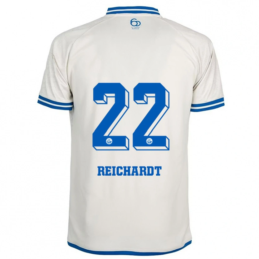 Danxen Bambino Maglia Leon Reichardt #22 Bianco Blu Kit Gara Away 2025/26 Maglietta