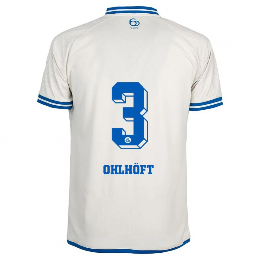 Danxen Bambino Maglia Louis Ohlhöft #3 Bianco Blu Kit Gara Away 2025/26 Maglietta
