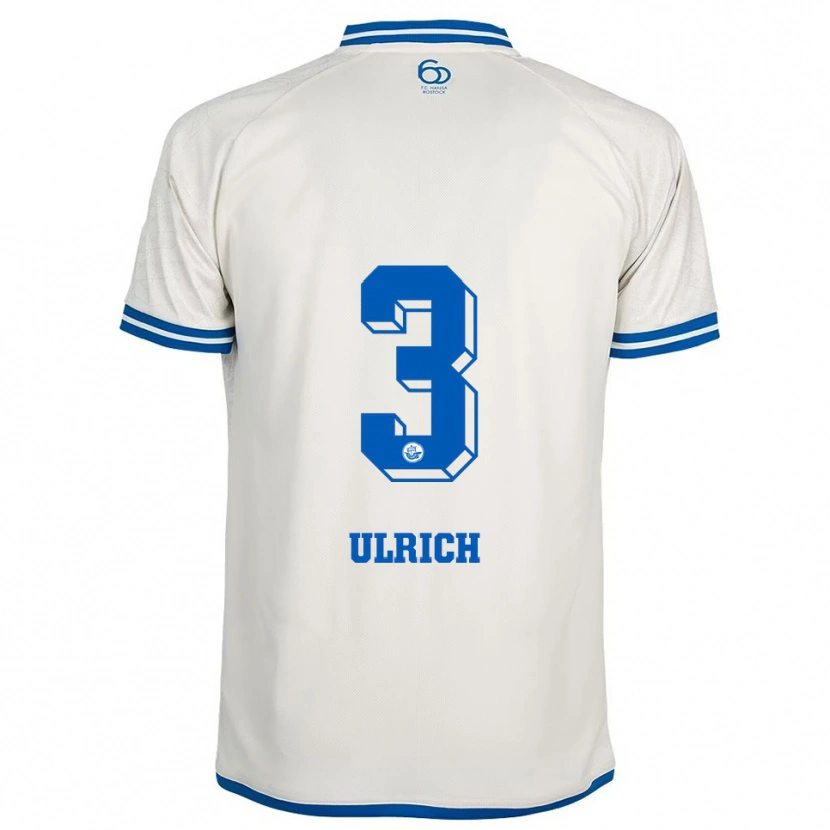 Danxen Bambino Maglia Oliver Ulrich #3 Bianco Blu Kit Gara Away 2025/26 Maglietta