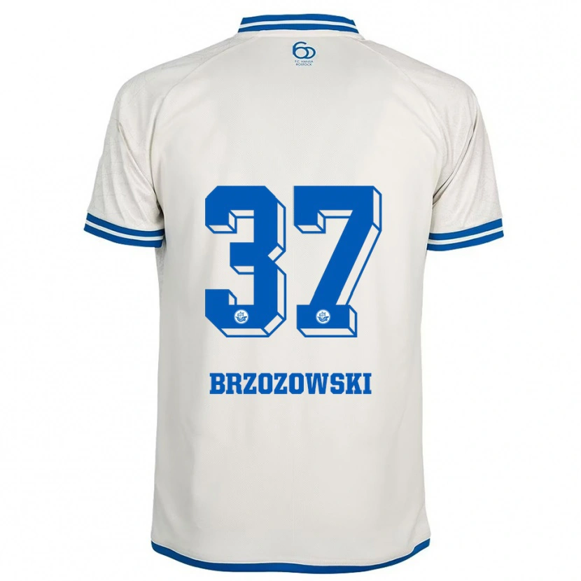 Danxen Bambino Maglia Milosz Brzozowski #37 Bianco Blu Kit Gara Away 2025/26 Maglietta