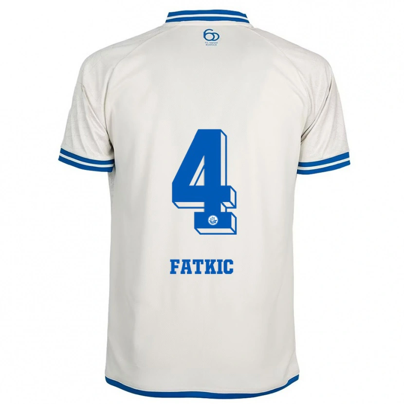 Danxen Bambino Maglia Kenan Fatkic #4 Bianco Blu Kit Gara Away 2025/26 Maglietta