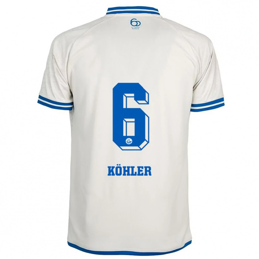 Danxen Bambino Maglia Laurentia Köhler #6 Bianco Blu Kit Gara Away 2025/26 Maglietta