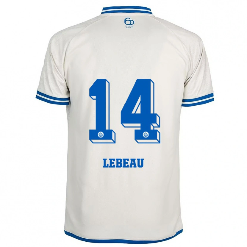 Danxen Bambino Maglia Adrien Lebeau #14 Bianco Blu Kit Gara Away 2025/26 Maglietta