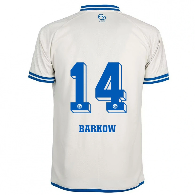 Danxen Bambino Maglia Louis Barkow #14 Bianco Blu Kit Gara Away 2025/26 Maglietta