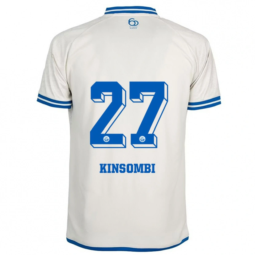 Danxen Bambino Maglia Christian Kinsombi #27 Bianco Blu Kit Gara Away 2025/26 Maglietta