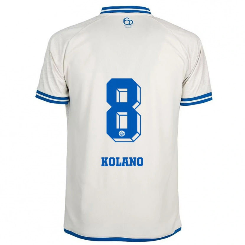 Danxen Bambino Maglia Damian Kolano #8 Bianco Blu Kit Gara Away 2025/26 Maglietta
