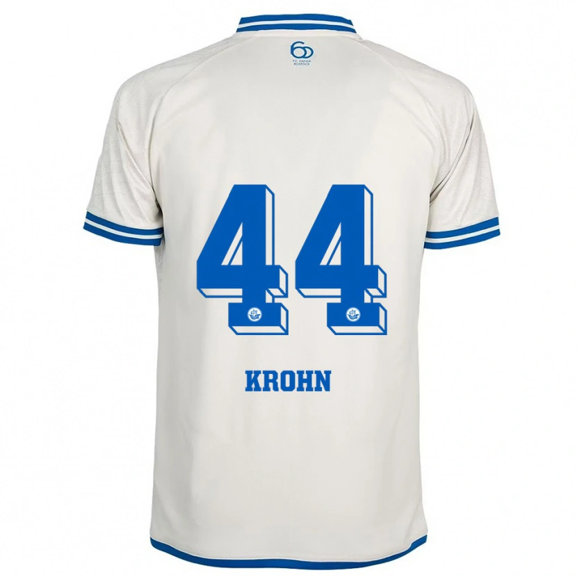 Danxen Bambino Maglia Tim Krohn #44 Bianco Blu Kit Gara Away 2025/26 Maglietta
