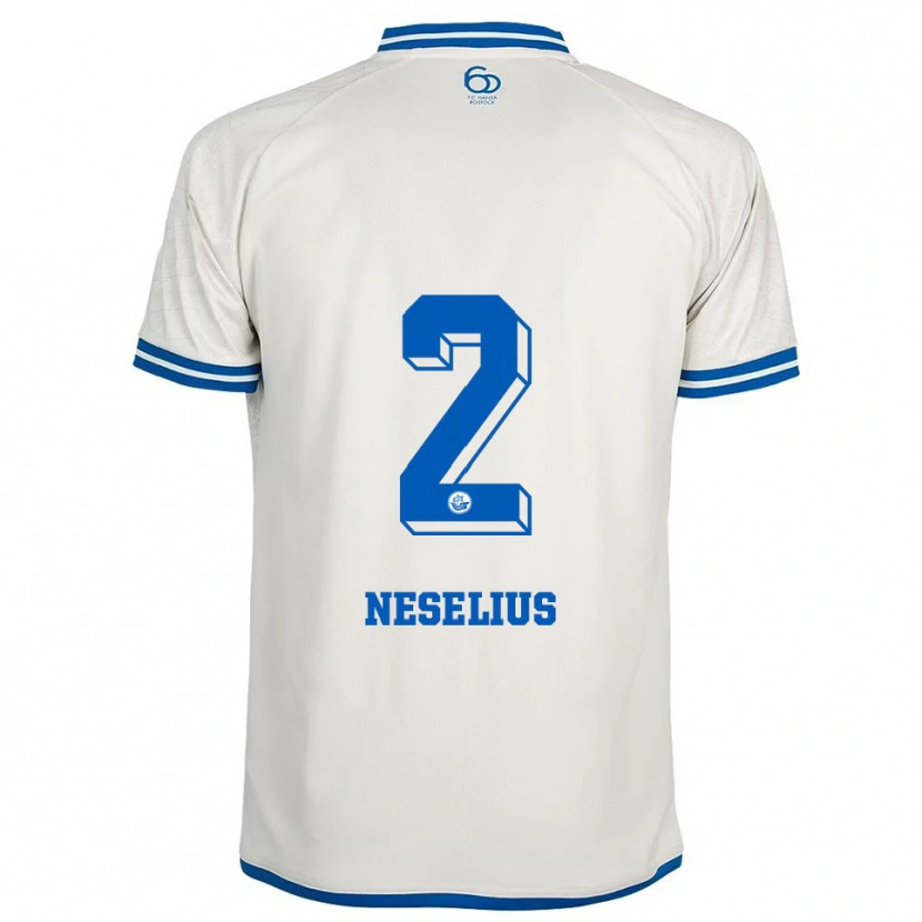 Danxen Bambino Maglia Hanna Neselius #2 Bianco Blu Kit Gara Away 2025/26 Maglietta