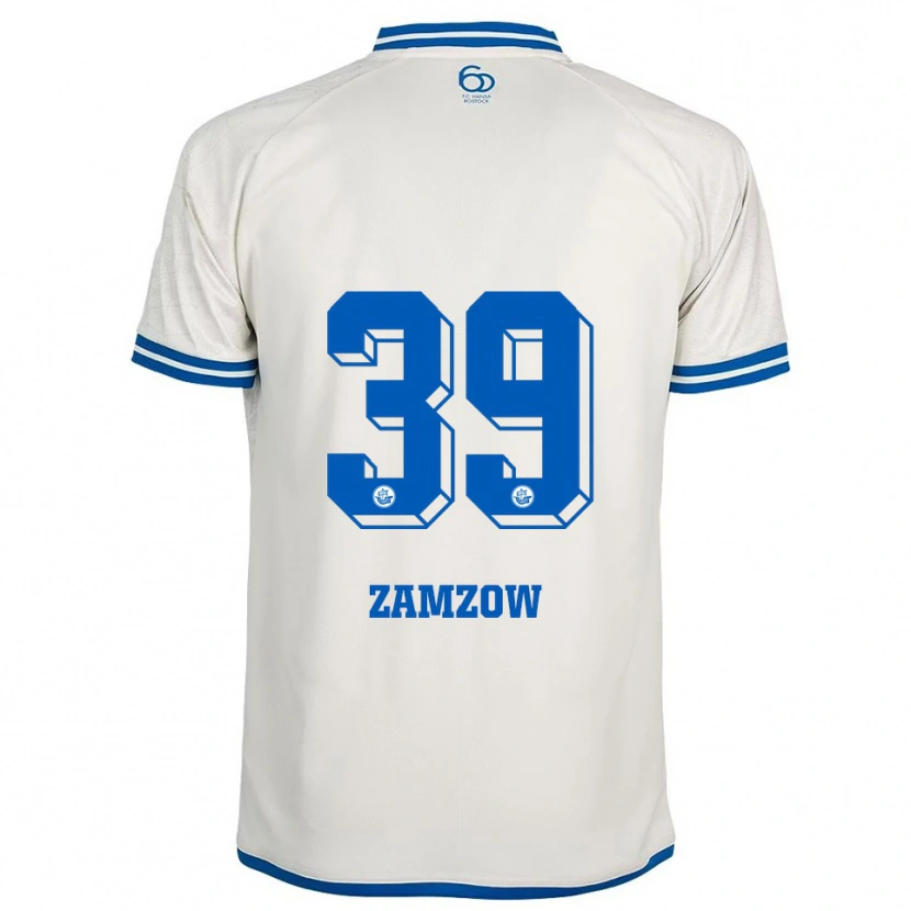 Danxen Bambino Maglia Claas Zamzow #39 Bianco Blu Kit Gara Away 2025/26 Maglietta