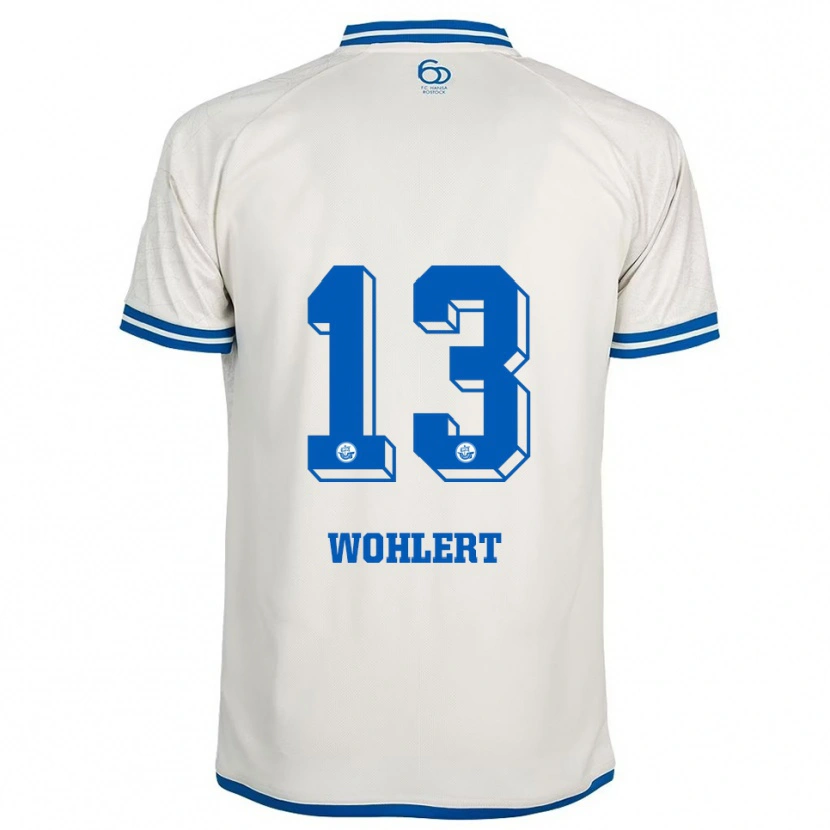 Danxen Bambino Maglia Finlay Wohlert #13 Bianco Blu Kit Gara Away 2025/26 Maglietta