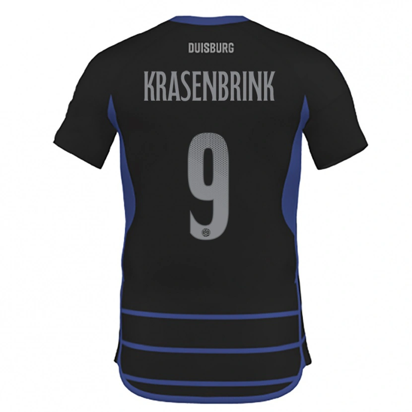 Danxen Bambino Maglia Hannes Krasenbrink #9 Nero Blu Kit Gara Away 2025/26 Maglietta