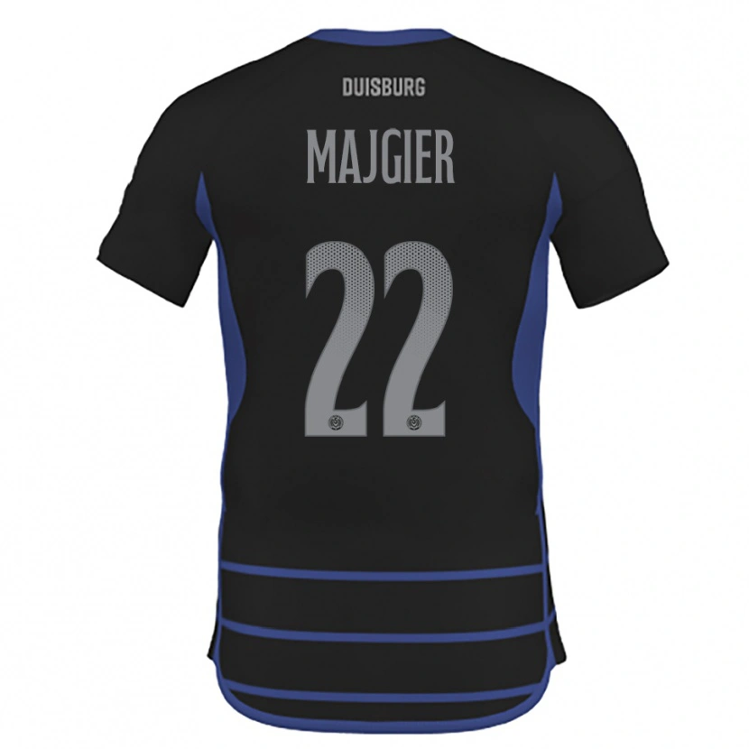 Danxen Bambino Maglia Philipp Majgier #22 Nero Blu Kit Gara Away 2025/26 Maglietta