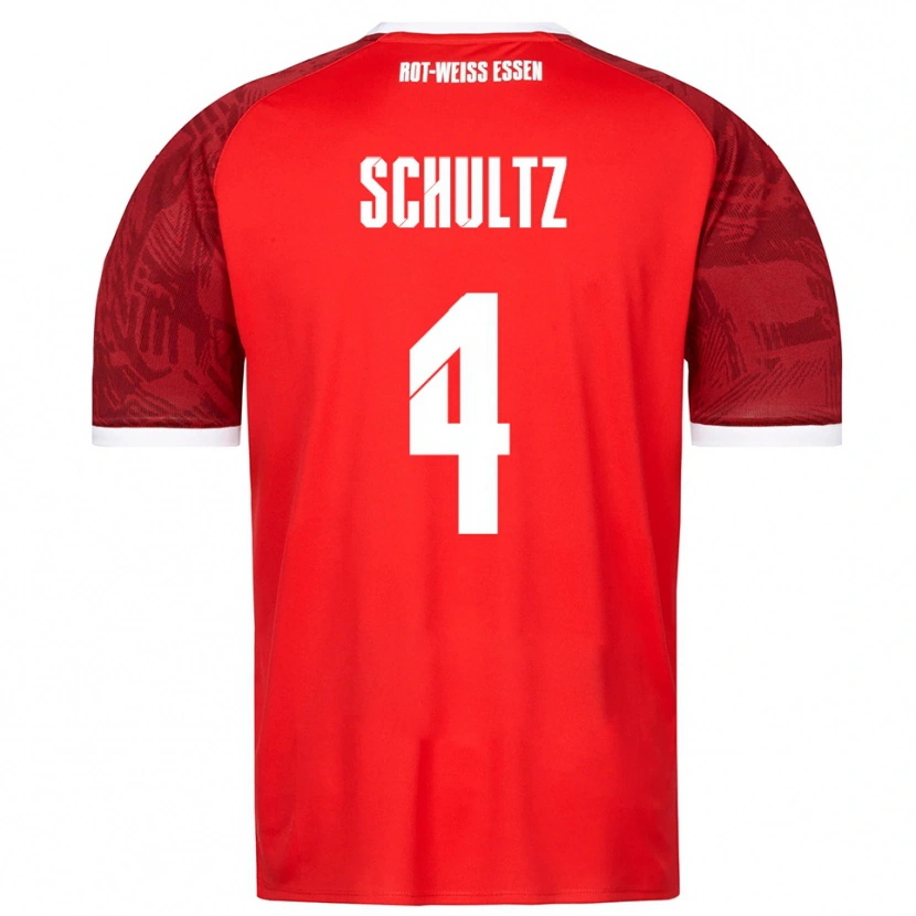 Danxen Bambino Maglia Michael Schultz #4 Rosso Bordeaux Bianco Kit Gara Away 2025/26 Maglietta