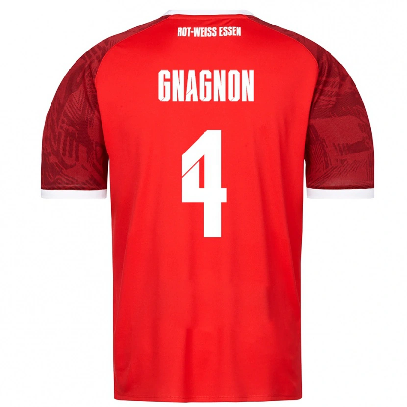 Danxen Bambino Maglia James Gnagnon #4 Rosso Bordeaux Bianco Kit Gara Away 2025/26 Maglietta