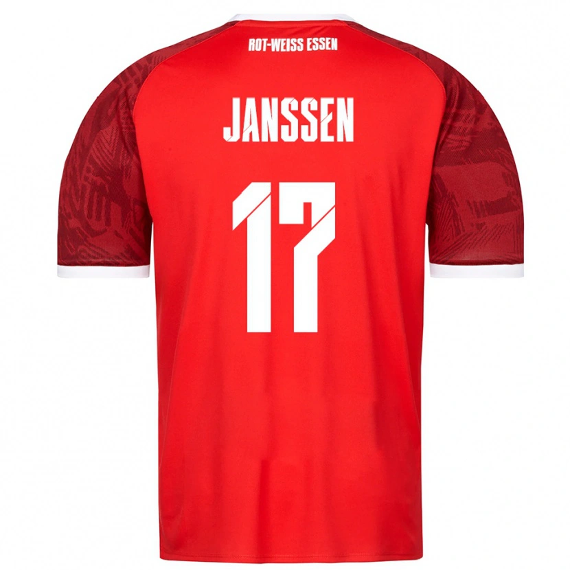 Danxen Bambino Maglia Lenn Janssen #17 Rosso Bordeaux Bianco Kit Gara Away 2025/26 Maglietta