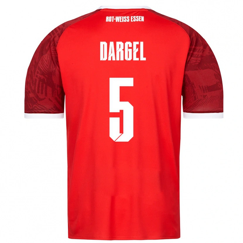 Danxen Bambino Maglia Timo Dargel #5 Rosso Bordeaux Bianco Kit Gara Away 2025/26 Maglietta