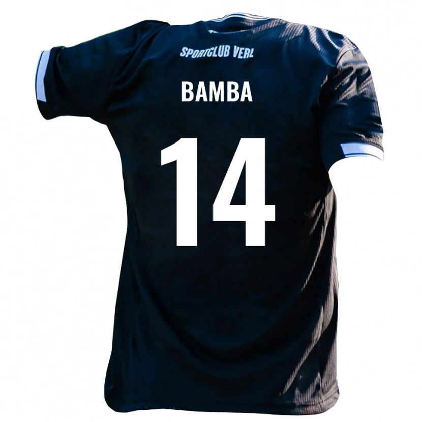 Danxen Bambino Maglia Emmanuel Bamba #14 Nero Bianco Kit Gara Away 2025/26 Maglietta