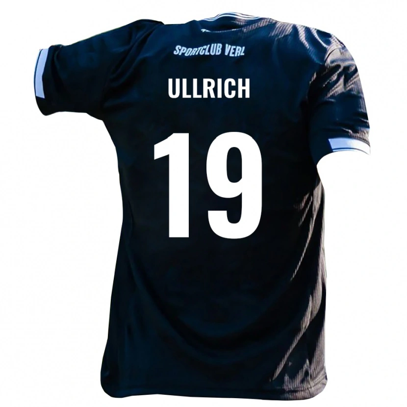 Danxen Bambino Maglia Nikita Ullrich #19 Nero Bianco Kit Gara Away 2025/26 Maglietta