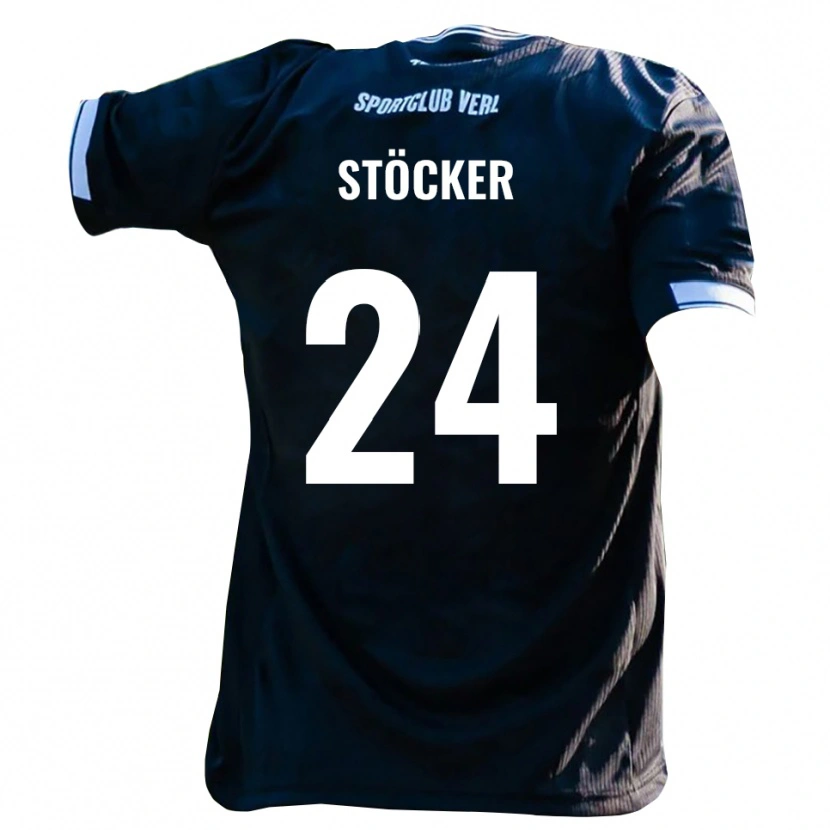 Danxen Bambino Maglia Michel Stöcker #24 Nero Bianco Kit Gara Away 2025/26 Maglietta