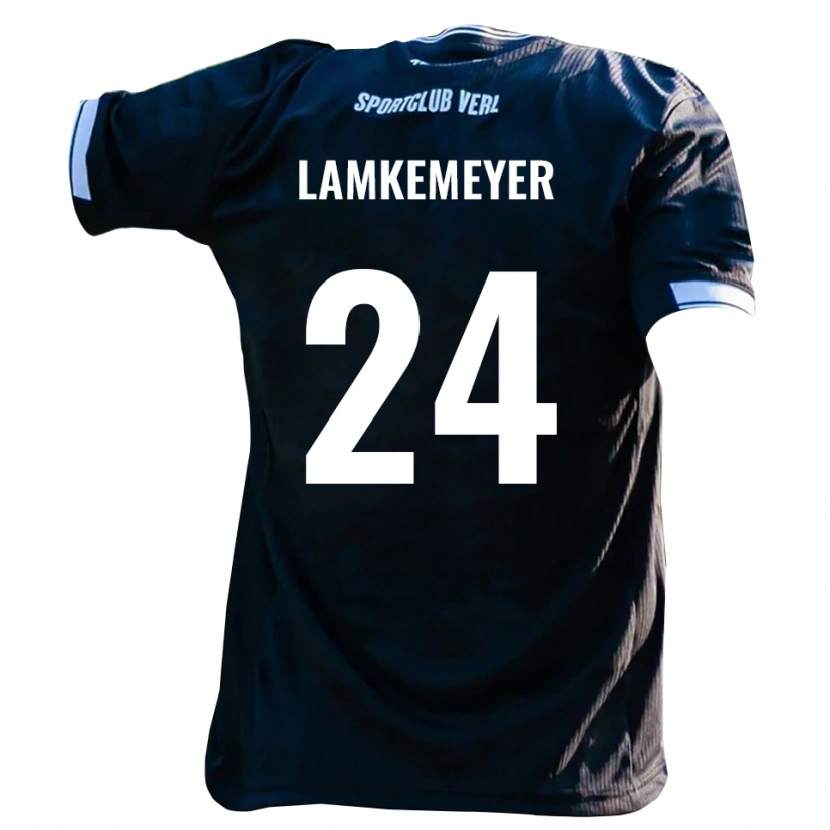 Danxen Bambino Maglia Moritz Lamkemeyer #24 Nero Bianco Kit Gara Away 2025/26 Maglietta
