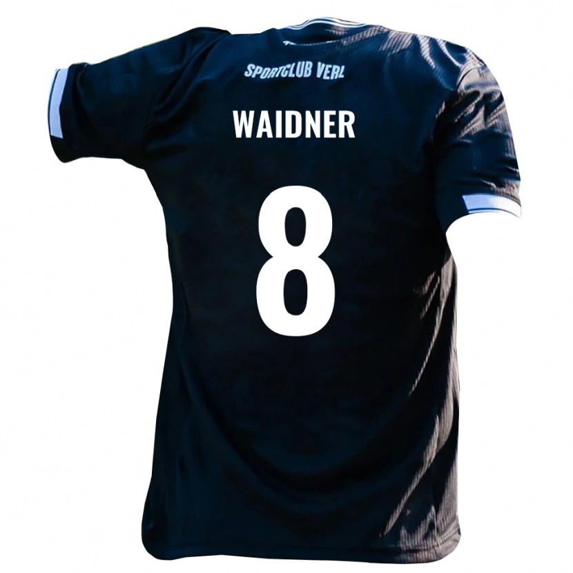 Danxen Bambino Maglia Dennis Waidner #8 Nero Bianco Kit Gara Away 2025/26 Maglietta