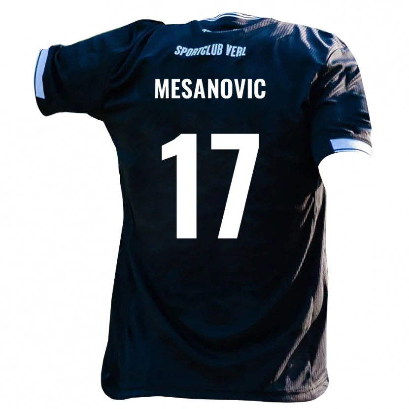 Danxen Bambino Maglia Almin Mesanovic #17 Nero Bianco Kit Gara Away 2025/26 Maglietta