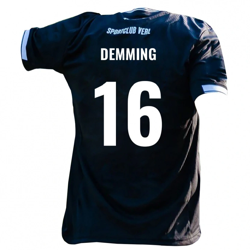 Danxen Bambino Maglia Lukas Demming #16 Nero Bianco Kit Gara Away 2025/26 Maglietta