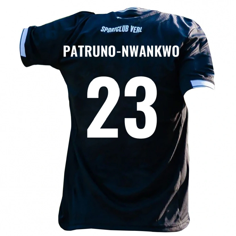 Danxen Bambino Maglia Josiah Patruno-Nwankwo #23 Nero Bianco Kit Gara Away 2025/26 Maglietta