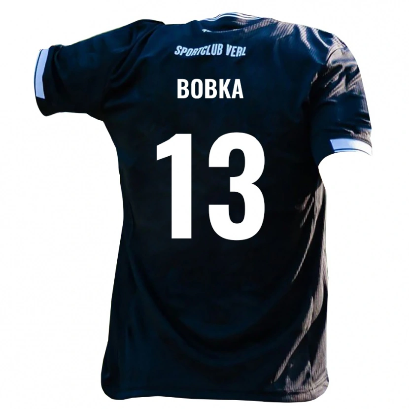 Danxen Bambino Maglia Matti Bobka #13 Nero Bianco Kit Gara Away 2025/26 Maglietta
