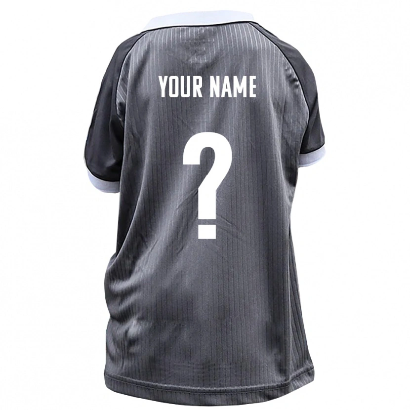 Danxen Bambino Maglia Il Tuo Nome #0 Grigio Bianco Kit Gara Away 2025/26 Maglietta