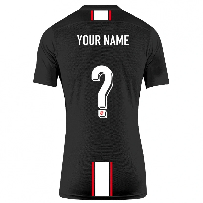 Danxen Bambino Maglia Il Tuo Nome #0 Nero Bianco Kit Gara Away 2025/26 Maglietta