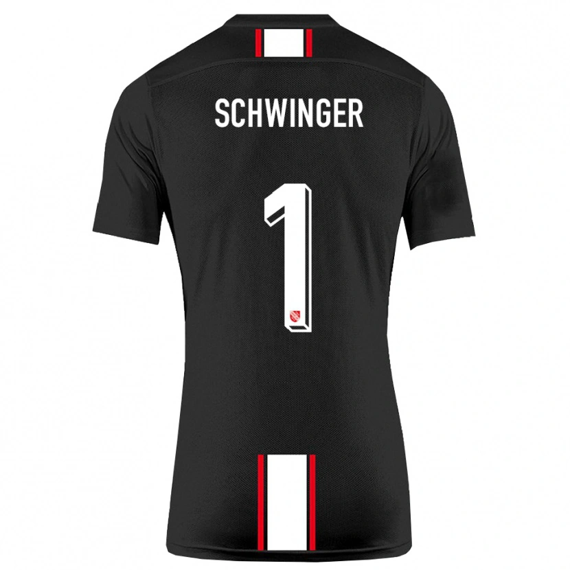 Danxen Bambino Maglia Holm Schwinger #1 Nero Bianco Kit Gara Away 2025/26 Maglietta