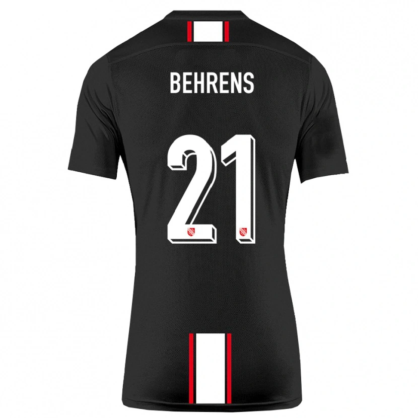 Danxen Bambino Maglia Irichad Behrens #21 Nero Bianco Kit Gara Away 2025/26 Maglietta