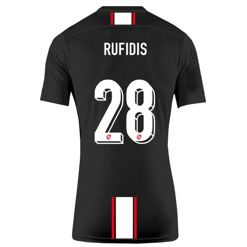 Danxen Bambino Maglia Julian Rufidis #28 Nero Bianco Kit Gara Away 2025/26 Maglietta