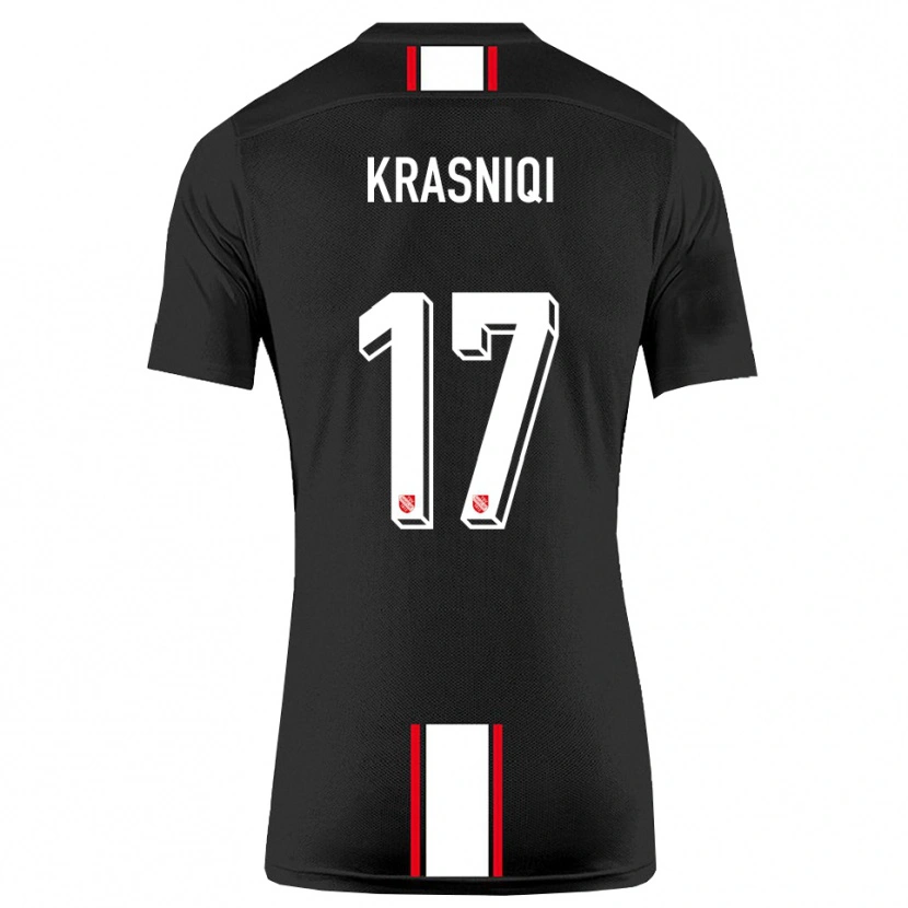Danxen Bambino Maglia Ermal Krasniqi #17 Nero Bianco Kit Gara Away 2025/26 Maglietta