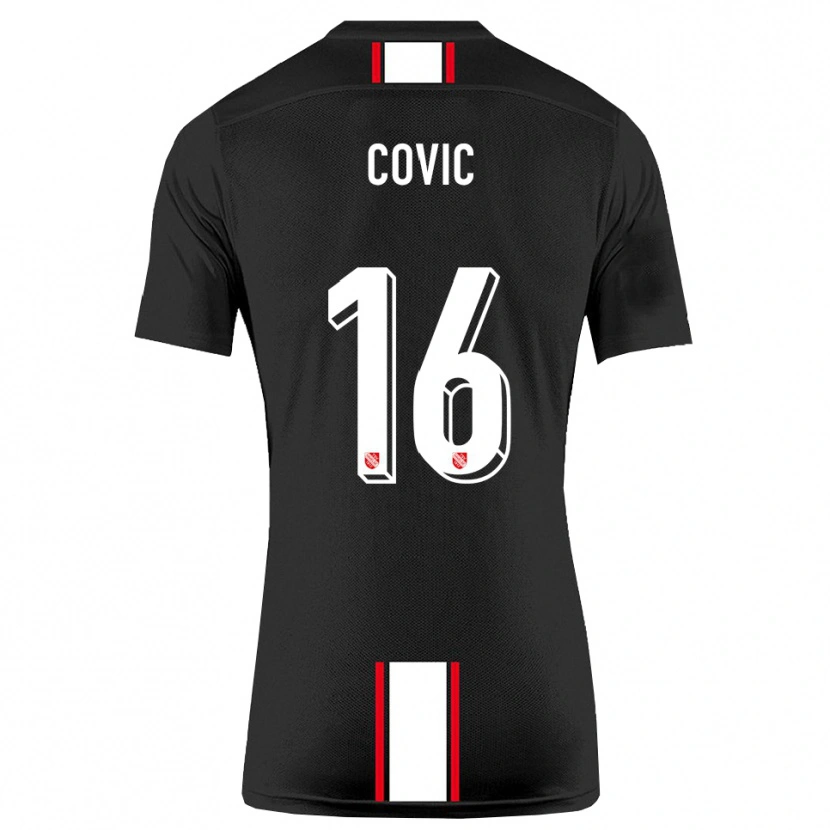 Danxen Bambino Maglia Rayen Covic #16 Nero Bianco Kit Gara Away 2025/26 Maglietta