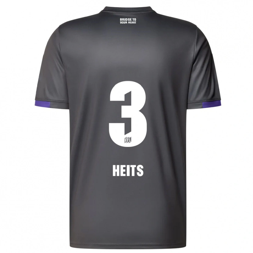 Danxen Bambino Maglia Lasse Heits #3 Grigio Viola Kit Gara Away 2025/26 Maglietta