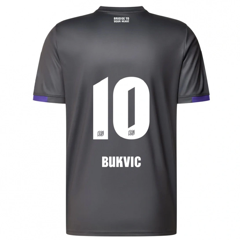 Danxen Bambino Maglia Adem Bukvic #10 Grigio Viola Kit Gara Away 2025/26 Maglietta